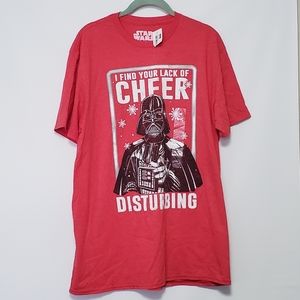 NWT Star Wars Darth Vader Christmas T-shirt Large "Lack of Cheer Disturbing"